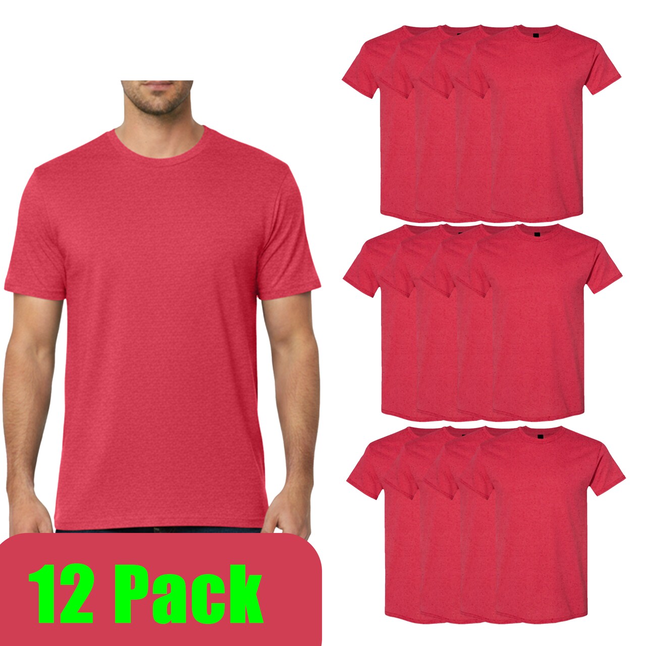 Gildan Unisex Heavy Cotton Tee 5000, 100% U.S. Cotton Shirt for DIY Projects, Pack of 12